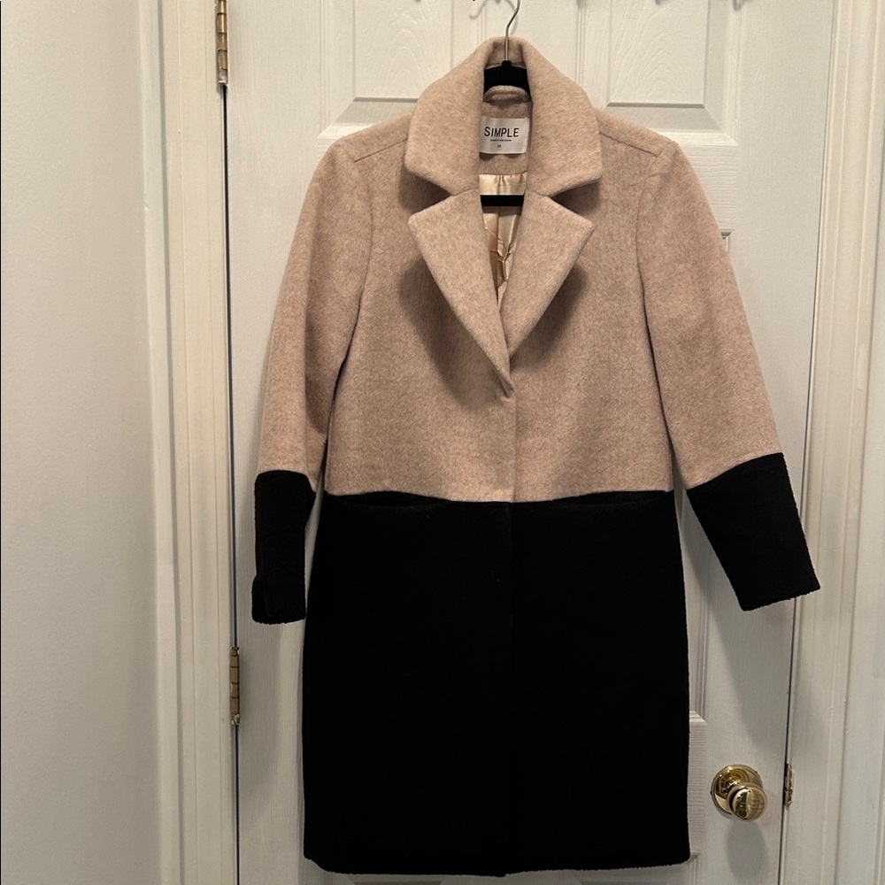 Simple Women's Two-Tone Winter Coat